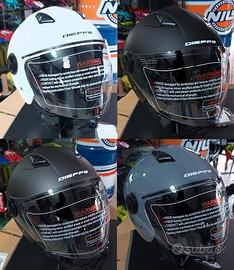 Casco Jet moto scooter DIEFFE visiera lunga in 4 c