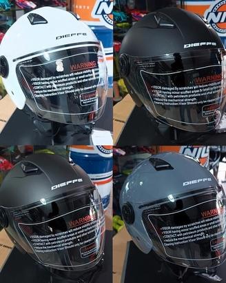 Casco Jet moto scooter DIEFFE visiera lunga in 4 c