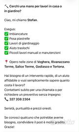 Lavoro, edilizia, imbiancatura, giardinaggi ecc