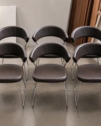 Set 6 Sedie Calligaris "New York" – Pelle Marrone