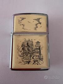 Zippo Veliero originale vintage Scrimshaw