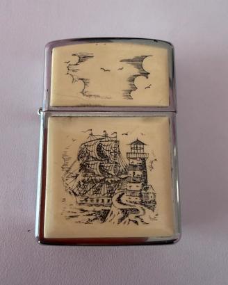 Zippo Veliero originale vintage Scrimshaw