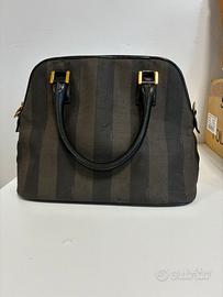 Fendi Vintage Pequin Boston Bag Originale