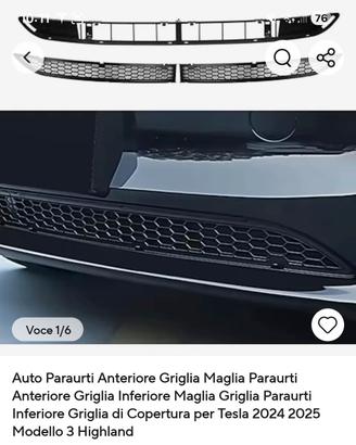 griglia paraurti testla model 3 highland