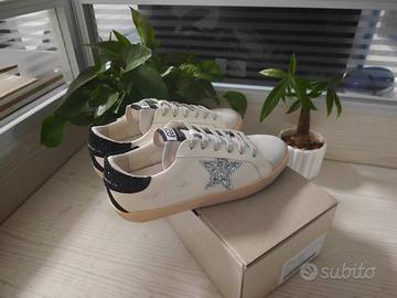 Golden Goose Super-Star glitter argento, taglia 39