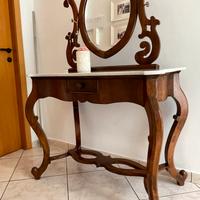 Consolle Luigi Filippo In Noce Con Specchiera
