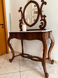 Consolle Luigi Filippo In Noce Con Specchiera