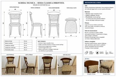 Sedia/e classica-noce massello-tessuto IGNIFUGO