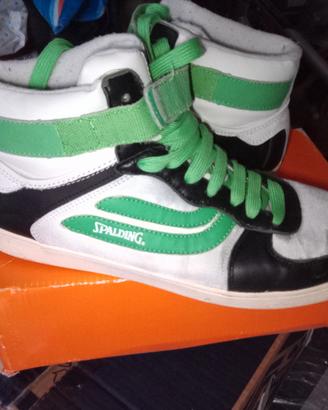Sneakers Spalding bianco verdi retrò