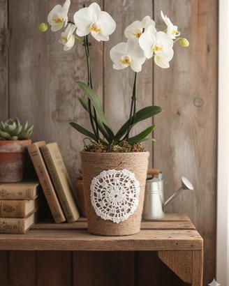 Vasetto per orchidee in terracotta rivestito a man