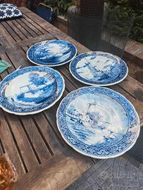 Lotto set 4 grandi piatti vintage Delfts anni 70