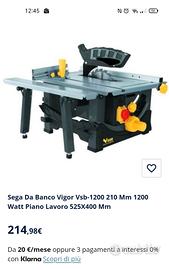 Sega Da Banco Vigor Vsb-1200 210 Mm 1200 Watt Pian