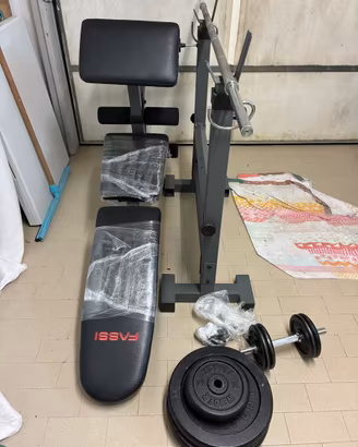 Set Palestra: Panca Fassi + 70kg Ghisa +Bilanciere