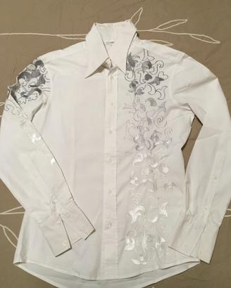 Camicia NARACAMICIE Bianca con Ricami Argento
