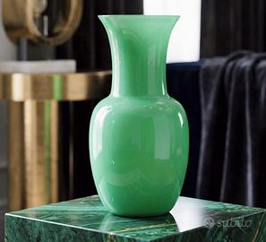 vaso vintage in vetro incamiciato verde mela h 32 