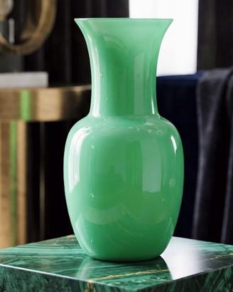 vaso vintage in vetro incamiciato verde mela h 32 