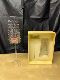 Portacandela in vetro con onde dell'Oca Nera