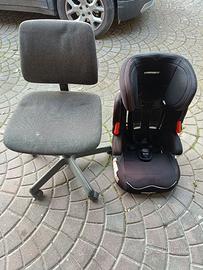 sedia ufficio e seggiolino per auto