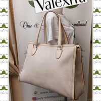 VALEXTRA BORSA SHOPPING PELLE e TESSUTO CANVAS