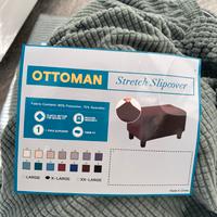 4 Copri pouf verde salvia lavabile rettangolare