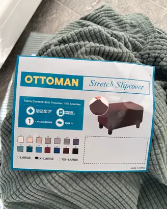 4 Copri pouf verde salvia lavabile rettangolare