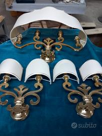 Tre applique in ottone con velette pari al nuovo