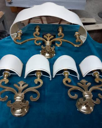 Tre applique in ottone con velette pari al nuovo