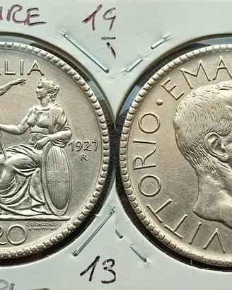 20 lire littore 1927 VI 125€