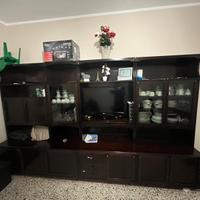 Pareta attrezzata in Legno scuro - Super Capiente