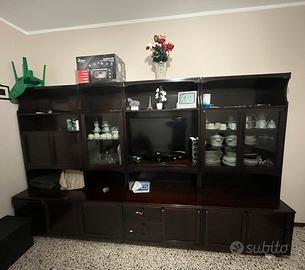 Pareta attrezzata in Legno scuro - Super Capiente