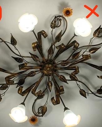 LAMPADARIO ARTIGIANALE IN FERRO BATTUTO