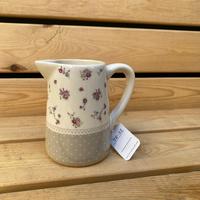 Teiera in ceramica, beige e grigio