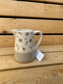 Teiera in ceramica, beige e grigio