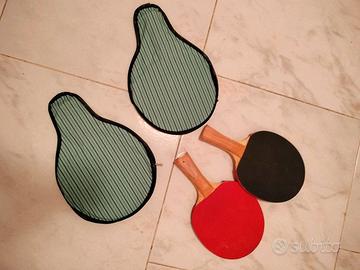 3 set ping pong 6 racchette + rete e palline