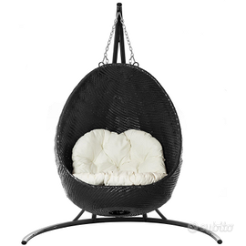 Poltrona sospesa in rattan sintetico FIDGI nera
