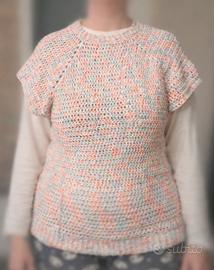 Gilet all’uncinetto handmade – multicolore pastell