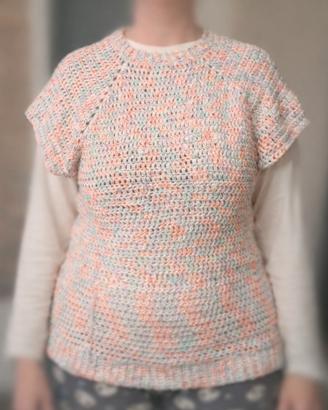 Gilet all’uncinetto handmade – multicolore pastell