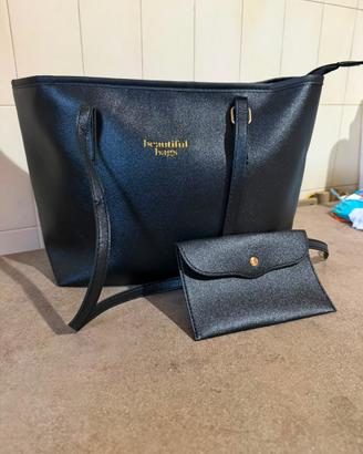 Borsa donna nera elegante con pochette