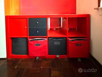 Scaffale / mobile contenitore rosso e nero – 150 c