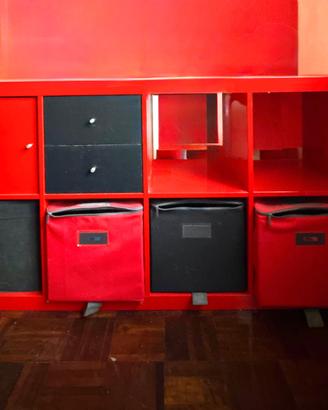 Scaffale / mobile contenitore rosso e nero – 150 c