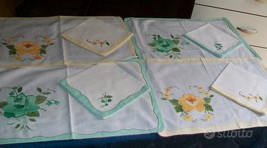 Set tavola ricamati a mano + portatovaglioli