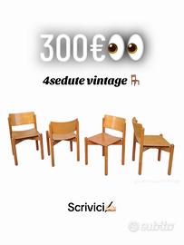 Set 4 sedie svedese anni 70 in rovere