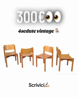 Set 4 sedie svedese anni 70 in rovere