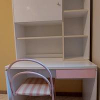 cameretta a ponte bambina,bianca e rosa