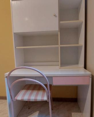 cameretta a ponte bambina,bianca e rosa
