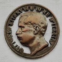 Moneta "10 centesimi" in rame traforata del 1911
