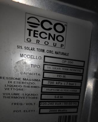 kit solare termico serbatoio+2 pannello solari