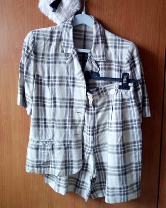 Completo donna a maniche corte a scacchi vintage