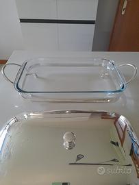 Pirofila in pirex con coperchio silver Plated