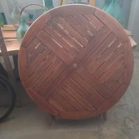 Tavolo da giardino rotondo e pieghevole in legno 